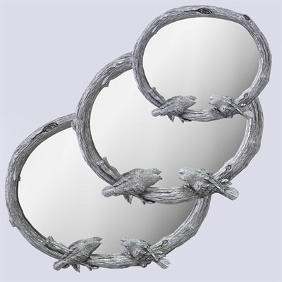 Kuşlu 3'lü  Ayna Gümüş