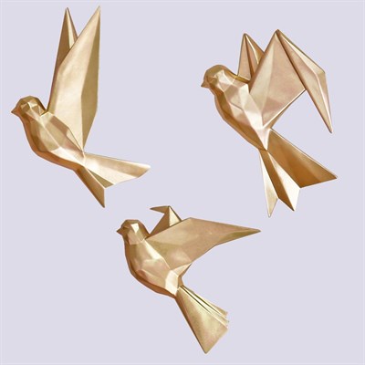 Mouette 3'lü Dekoratif Kuş Altın