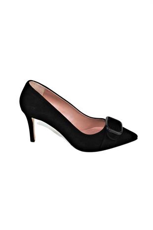 La Scada 8287 Siyah Cilt Kadın Stiletto Ayakkabı