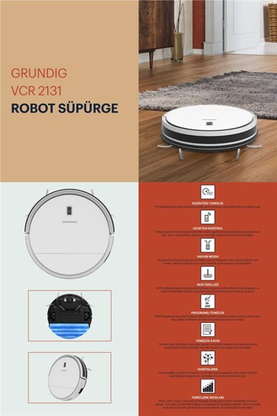 GrundigGrundig VCR 2131 Haritalamalı Mop Özellikli Akıllı Robot Süpürge
