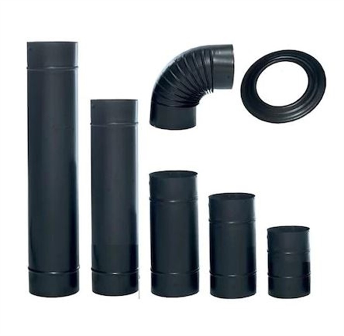 Mat Siyah Şömine Soba Borusu - 16cm 1. Kalite