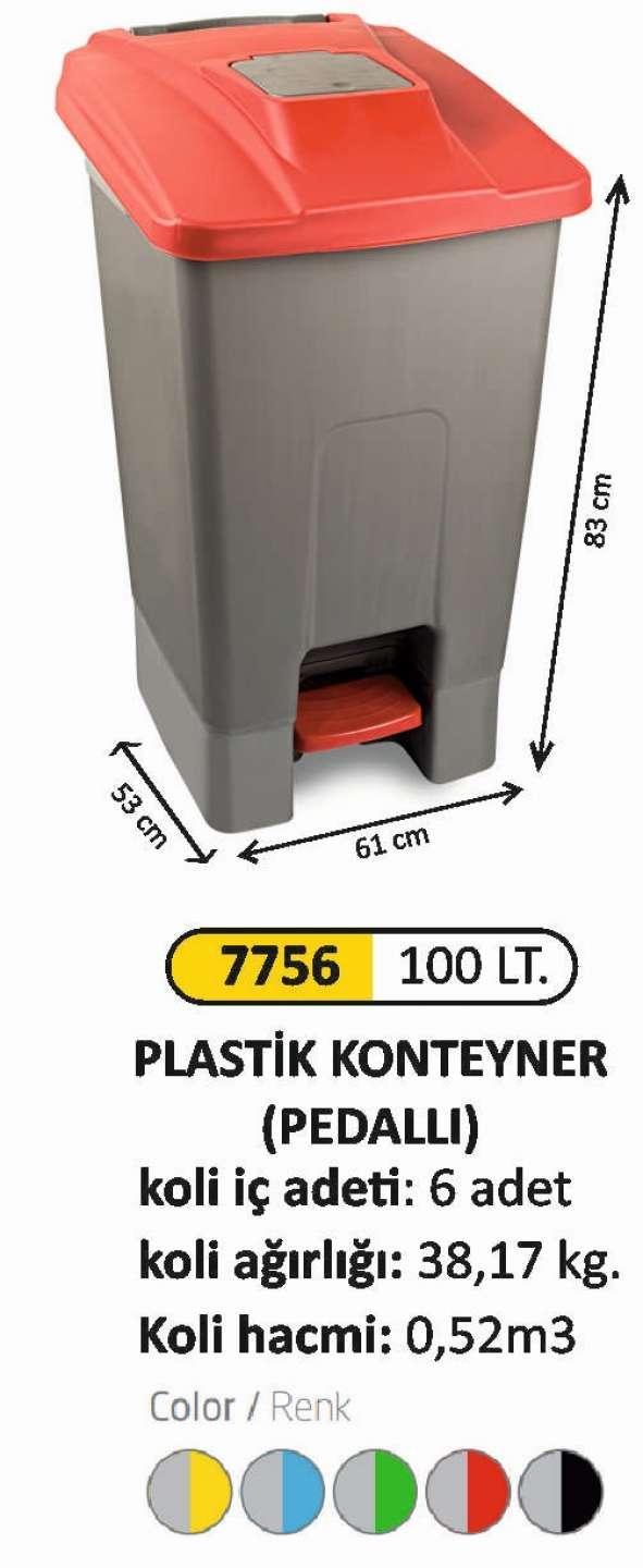 100 LT PEDALLI PLASTİK KONTEYNER