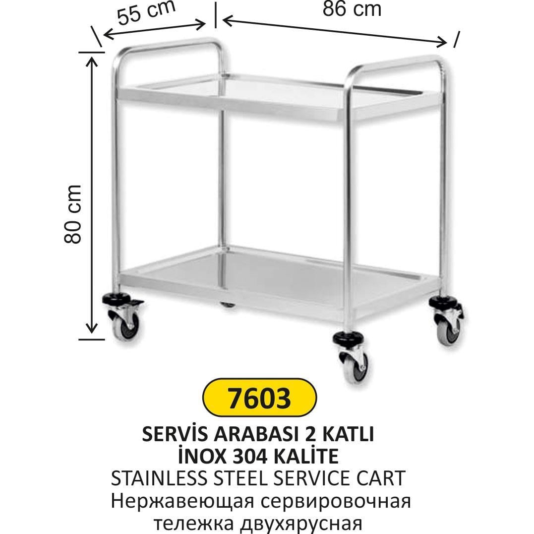 2 KATLI INOX 304 KALİTE SERVİS ARABASI