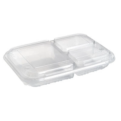 3 Bölmeli Kendinden Kapaklı Kebap Kabı