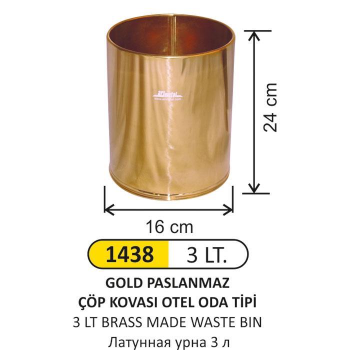 3 LT OTEL TİPİ GOLD PASLANMAZ ÇÖP KOVASI
