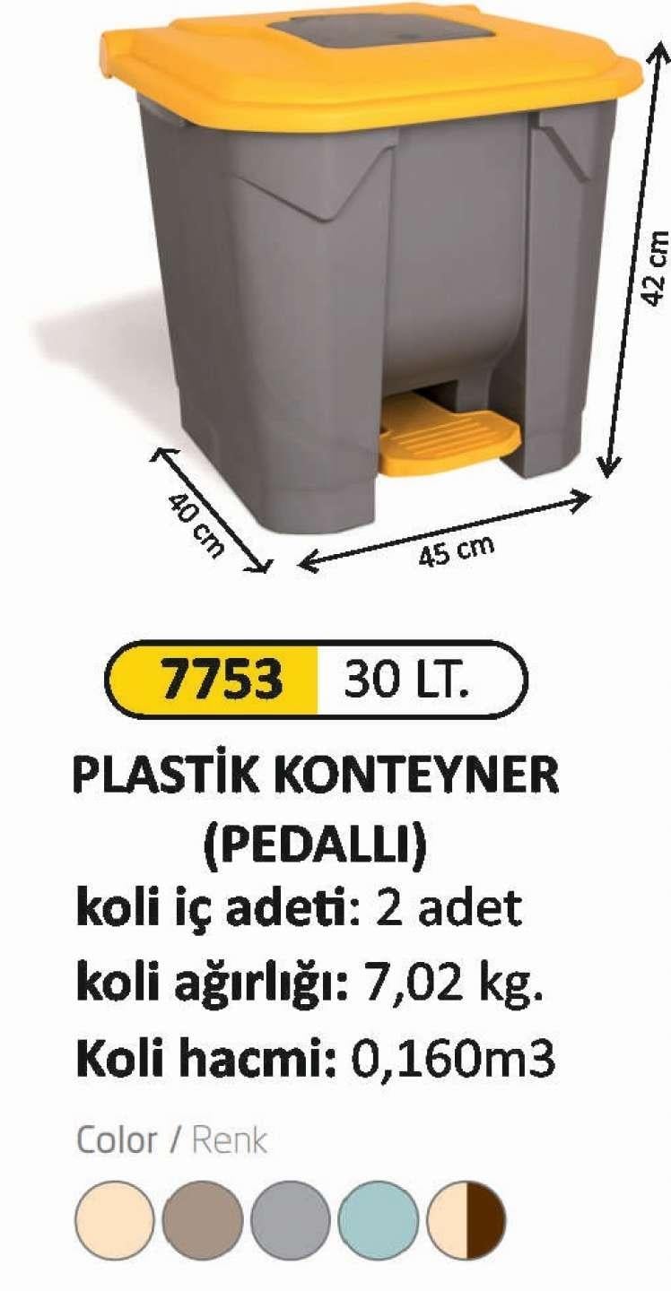 30 LT PEDALLI PLASTİK KONTEYNER