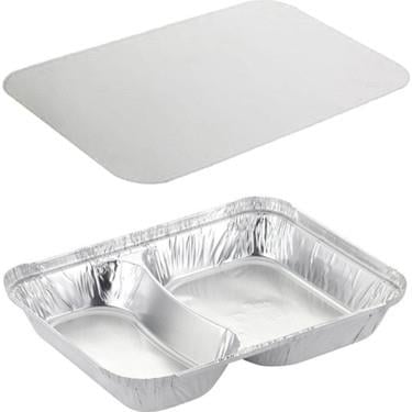Alüminyum 2 Gözlü Tabildot Kapaklı Tabak  – 100'lü Paket