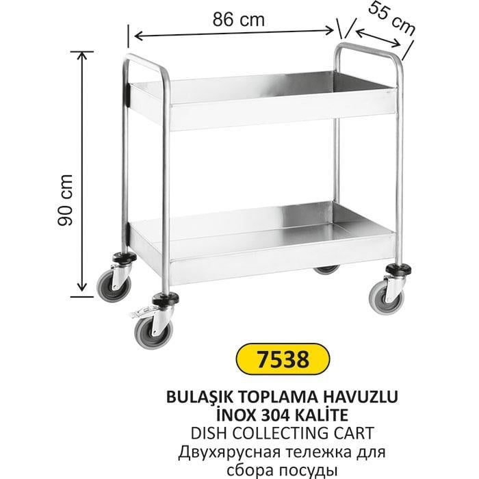 BULAŞIK TOPLAMA HAVUZLU INOX 304 KALİTE SERVİS ARABASI