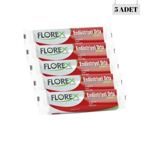FLOREX 55*60 26 MİCRON ENDÜSTRİYEL ORTA BOY ÇÖP POŞETİ (5 ADET)