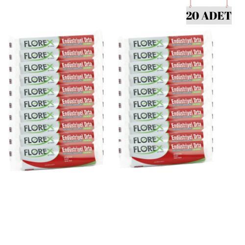 FLOREX 55*60 26 MİCRON ENDÜSTRİYEL ORTA BOY ÇÖP POŞETİ (20 ADET)