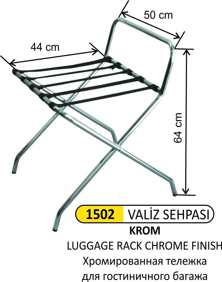 KROM VALİZ SEHPASI ARKALIKLI
