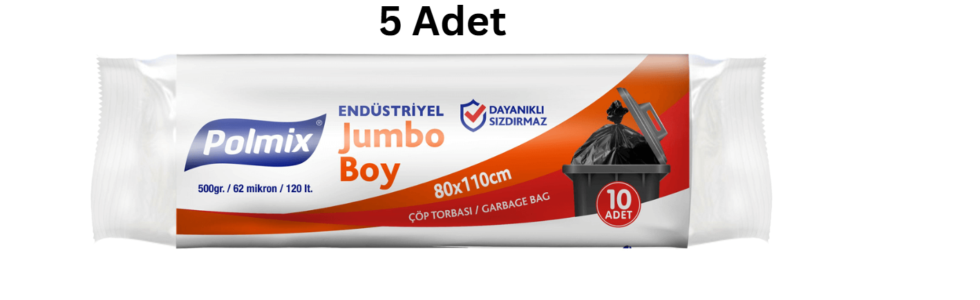 POLMİX ENDÜSTRİYEL PRO JUMBO BOY SİYAH ÇÖP POŞETİ 500'GR (5 ADET)