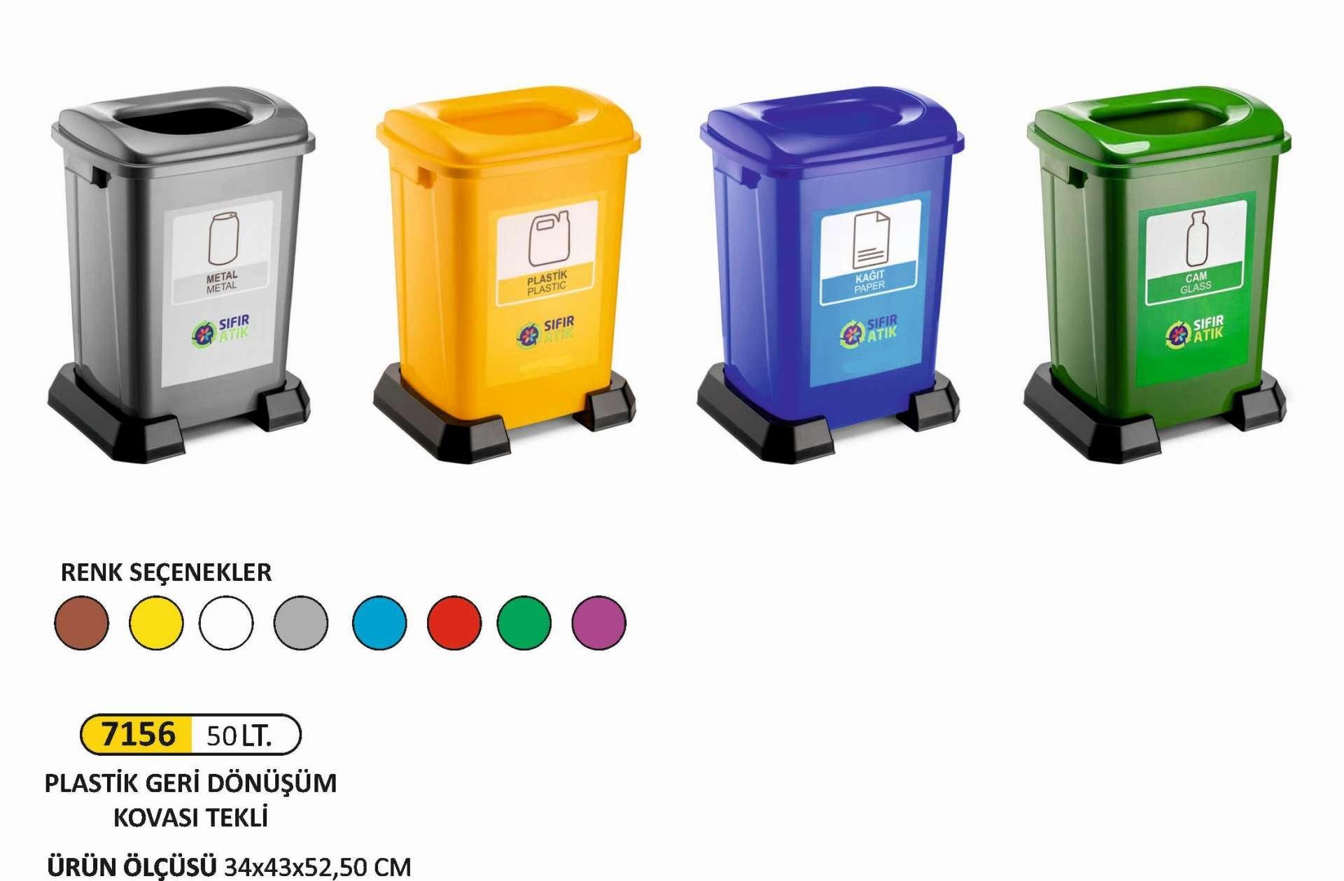 TEKLİ 50 LT PLASTİK GERİ DÖNÜŞÜ KOVASI 