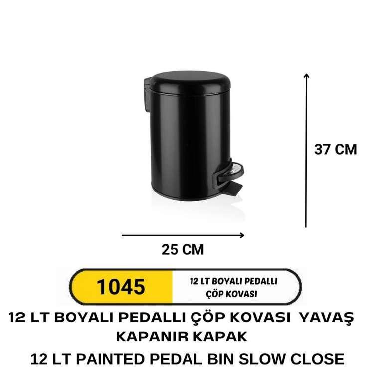 12 LT YAVAŞ KAPANIR KAPAK PEDALLI ÇÖP KOVASI (BOYALI)