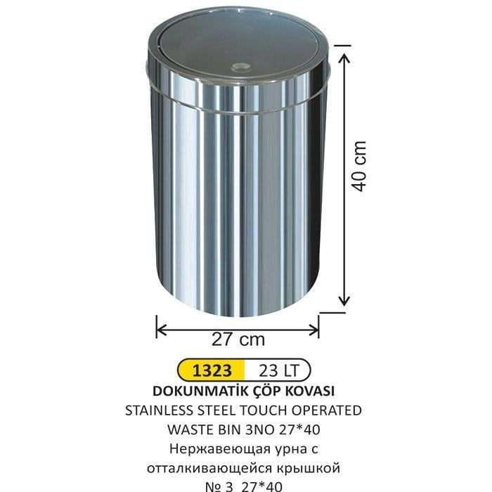 23 LT DOKUNMATİK KAPAKLI PASLANMAZ ÇÖP KOVASI
