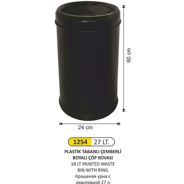 27 LT PLASTİK TABANLI ÇEMBERLİ BOYALI ÇÖP KOVASI