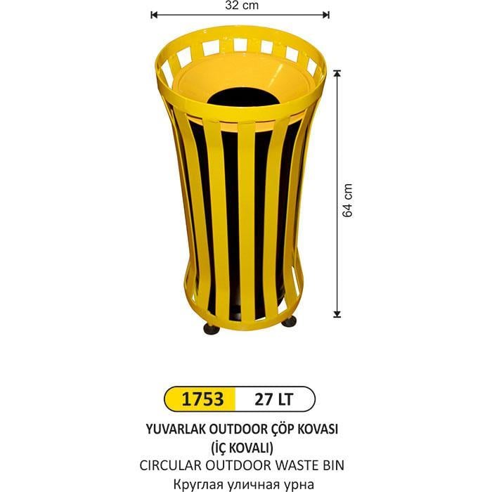 27 LT YUVARLAK OUTDOOR İÇ KOVALI ÇÖP KOVASI 