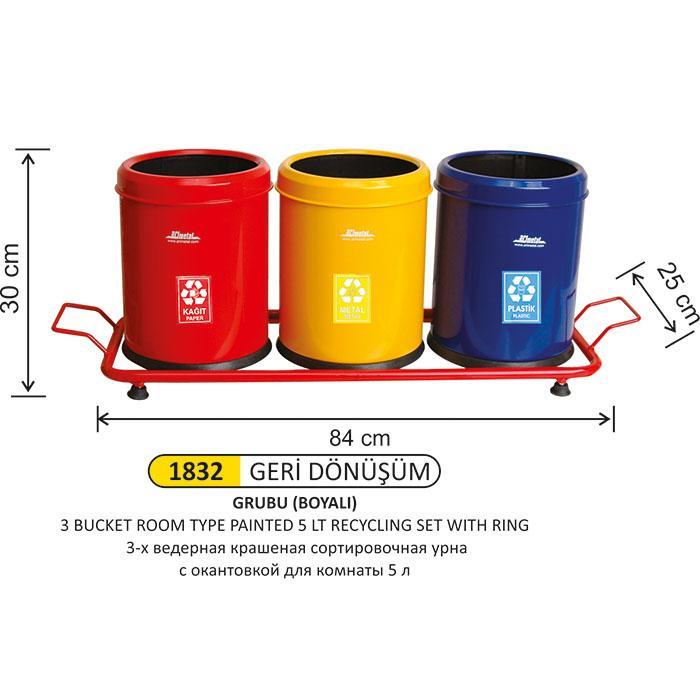 3 BÖLMELİ OTEL ODA TİPİ GERİ DÖNÜŞÜM SETİ BOYALI