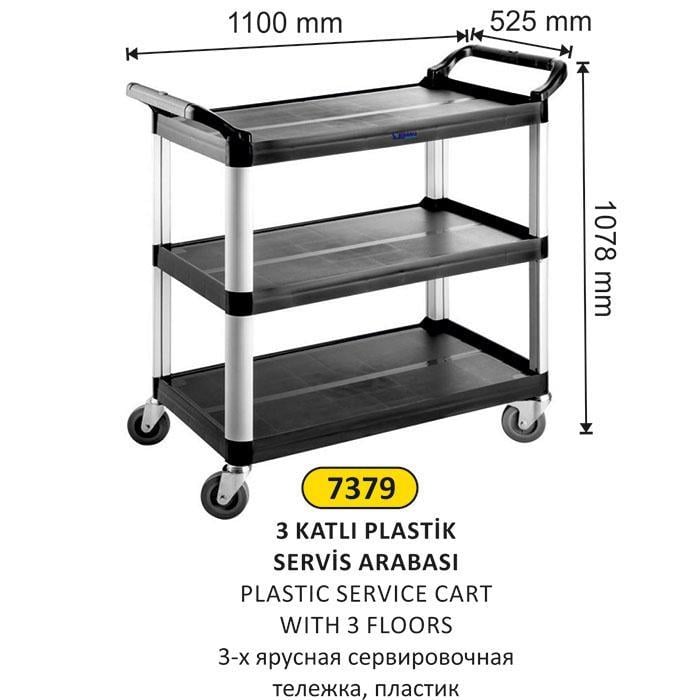 3 KATLI PLASTİK SERVİS ARABASI