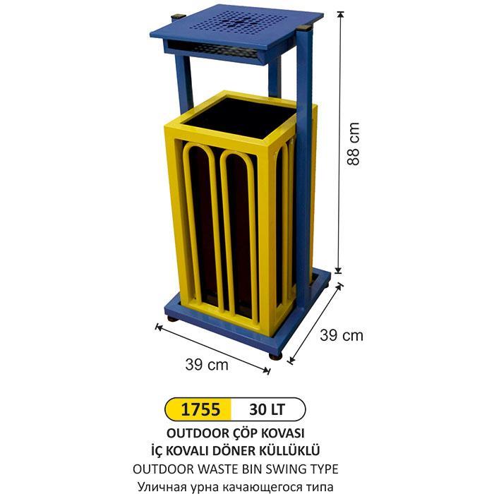 30 LT OUTDOOR ÇÖP KOVASI İÇ KOVALI VE DÖNER KÜLLÜKLÜ