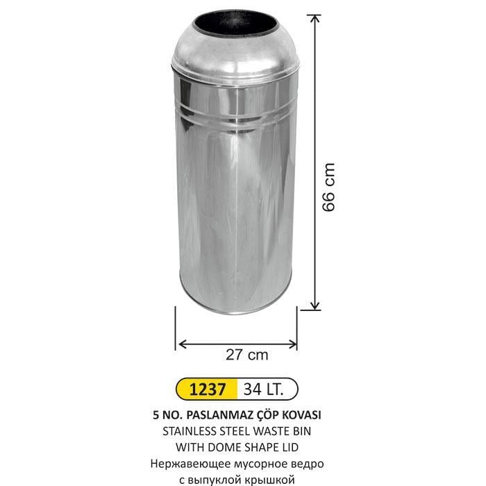 34 LT N0:5 PASLANMAZ ÇÖP KOVASI