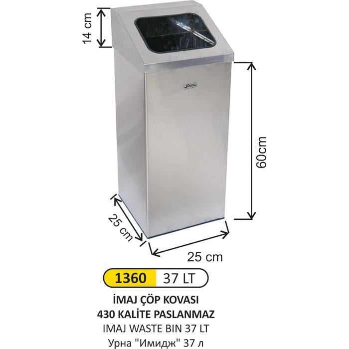 37 LT PASLANMAZ ÇÖP KOVASI