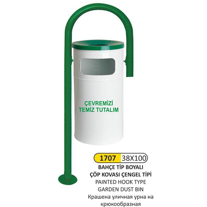 38x100 BAHÇE TİP BOYALI ÇENGEL TİPİ ÇÖP KOVASI 