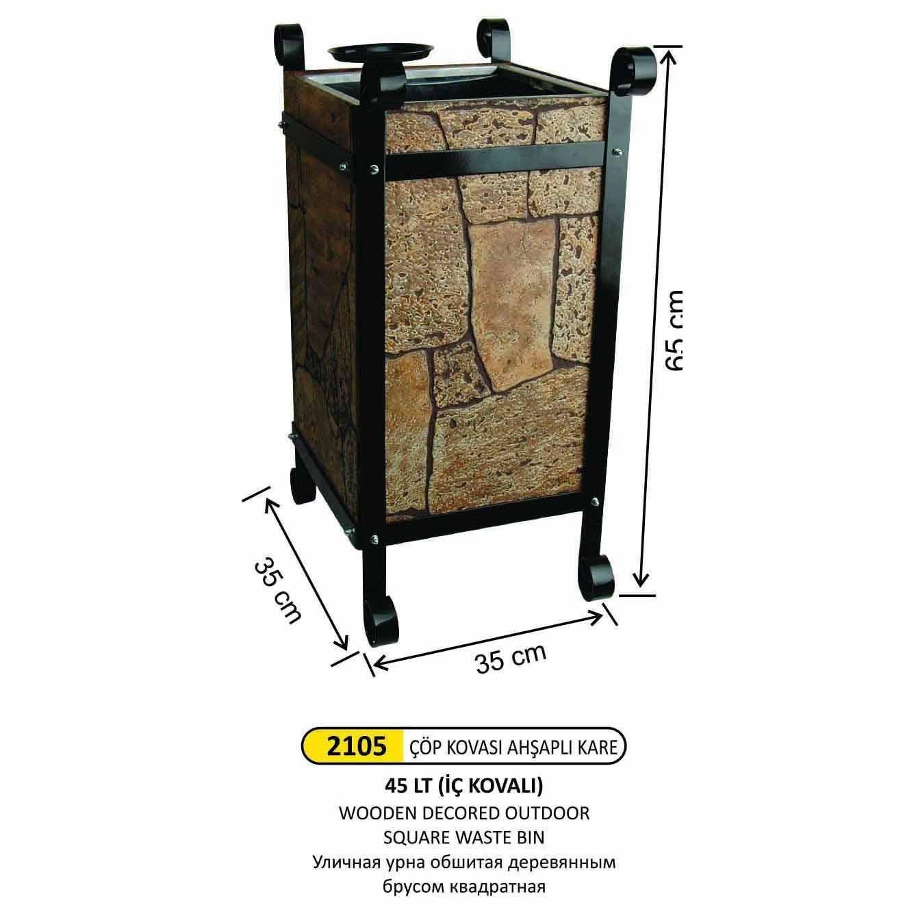 45 LT AHŞAP DEKORLU ÇÖP KOVASI