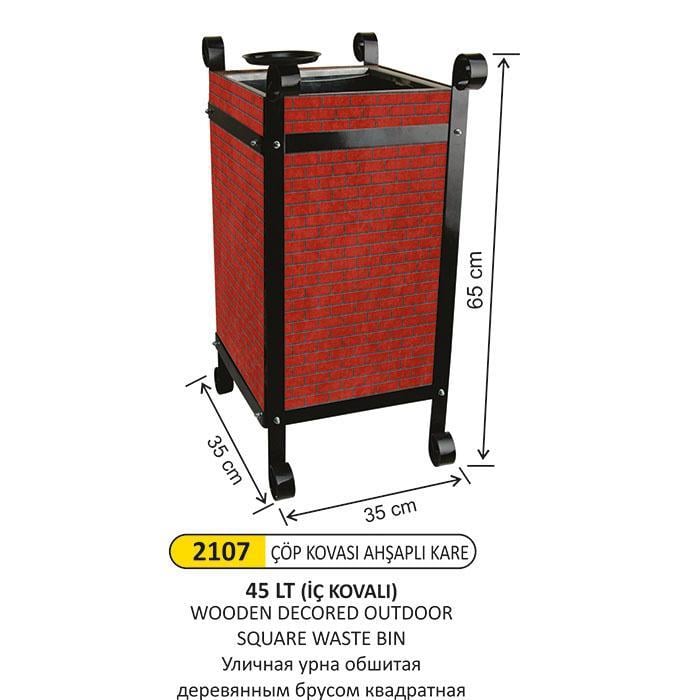 45 LT AHŞAP DEKORLU İÇ KOVALI ÇÖP KOVASI