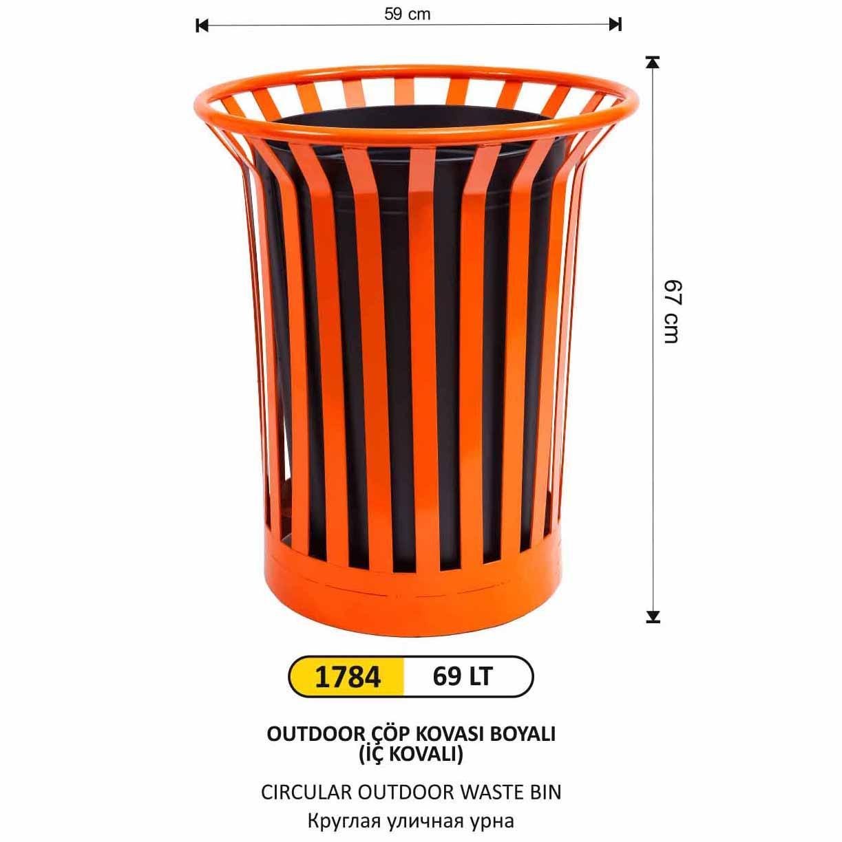 69 LT BOYALI İÇ KOVALI OUTDOOR ÇÖP KOVASI 