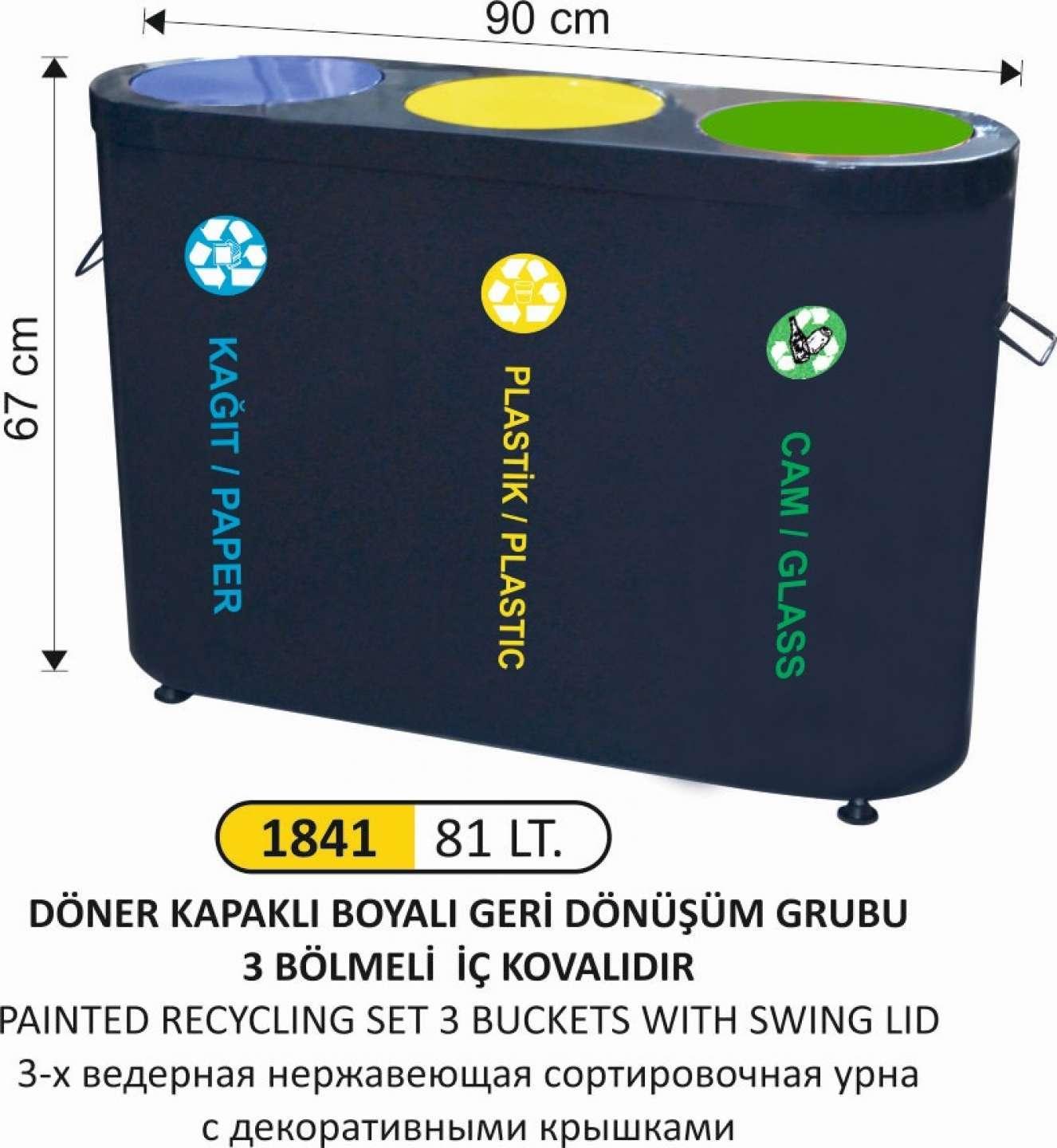 81 LT DÖNER KAPAKLI BOYALI GERİ DÖNÜŞÜM SETİ