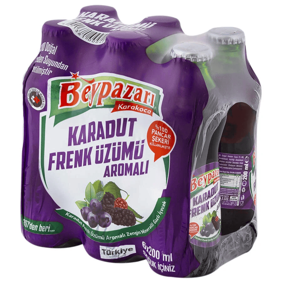 Beypazarı Karadut Frenk Üzümü Aromalı Maden Suyu 24 x 200 ml