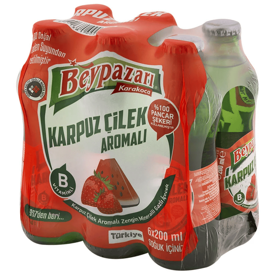 Beypazarı Karpuz Çilek Aromalı Maden Suyu 6 x 200 ml