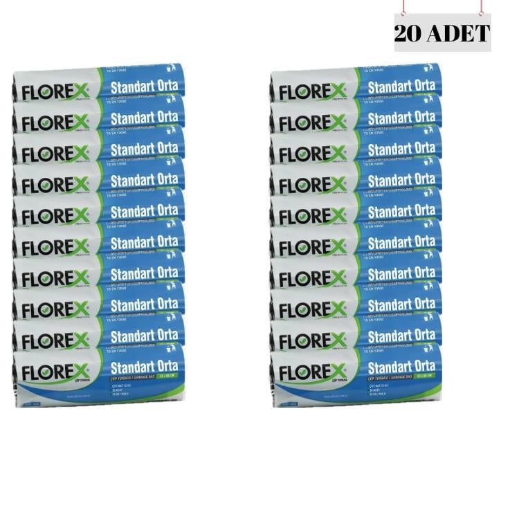 FLOREX 55*60 13 MİCRON STANDART ORTA BOY ÇÖP POŞETİ (20 ADET)
