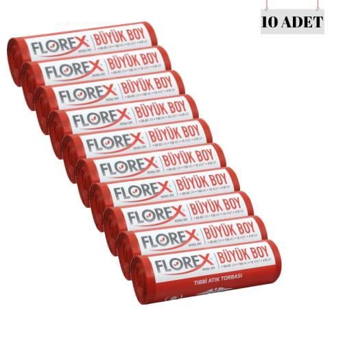 FLOREX 60 × 85 TIBBİ ATIK TORBASI100 MİCRON 470 GRAM BÜYÜK BOY (10 ADET)