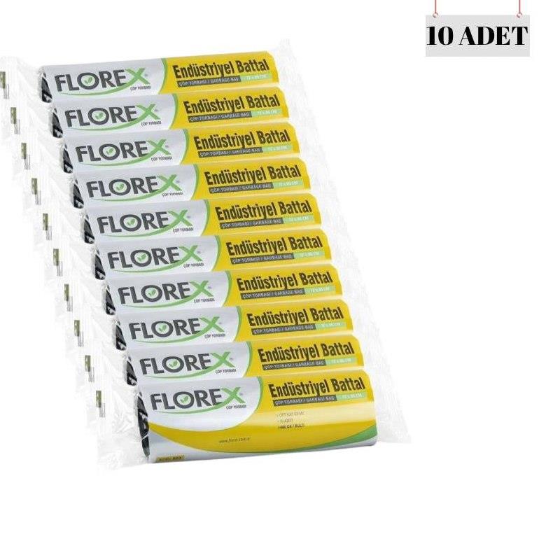 FLOREX 72*95 63 MİCRON ENDÜSTRİYEL BATTAL BOY ÇÖP POŞETİ (10 ADET)