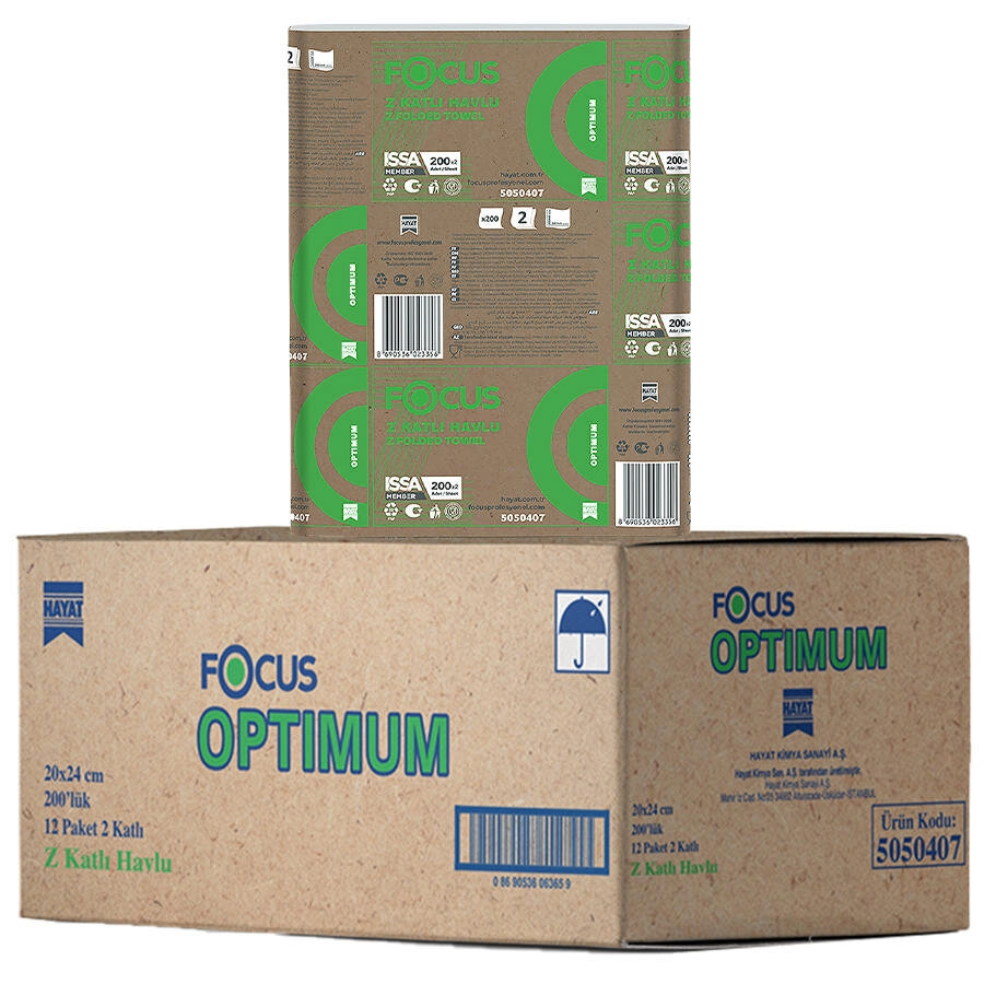Focus Optimum Z Katlama Kağıt Havlu 20 x 24 cm 200 Yaprak - 12'li