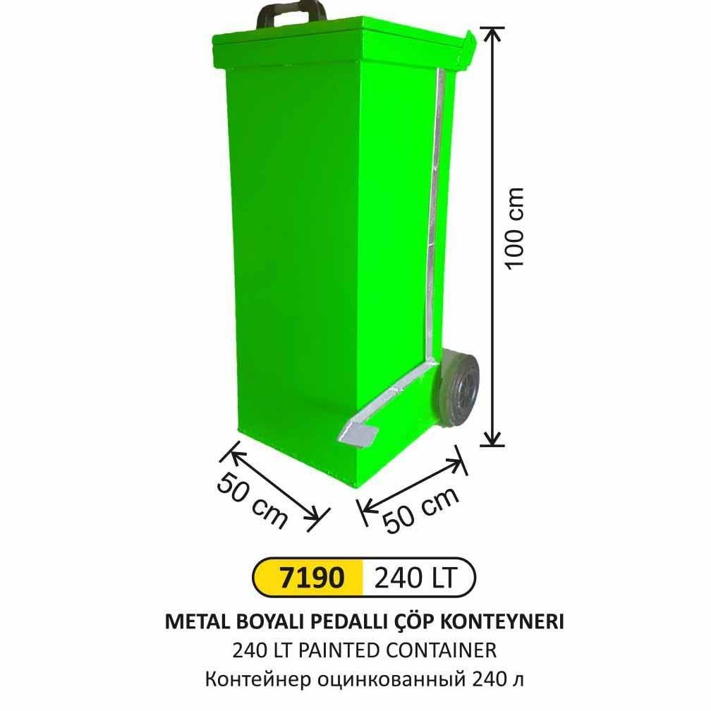 GALVANİZ KONTEYNER 240 LİTRE (PEDALLI BOYALI)