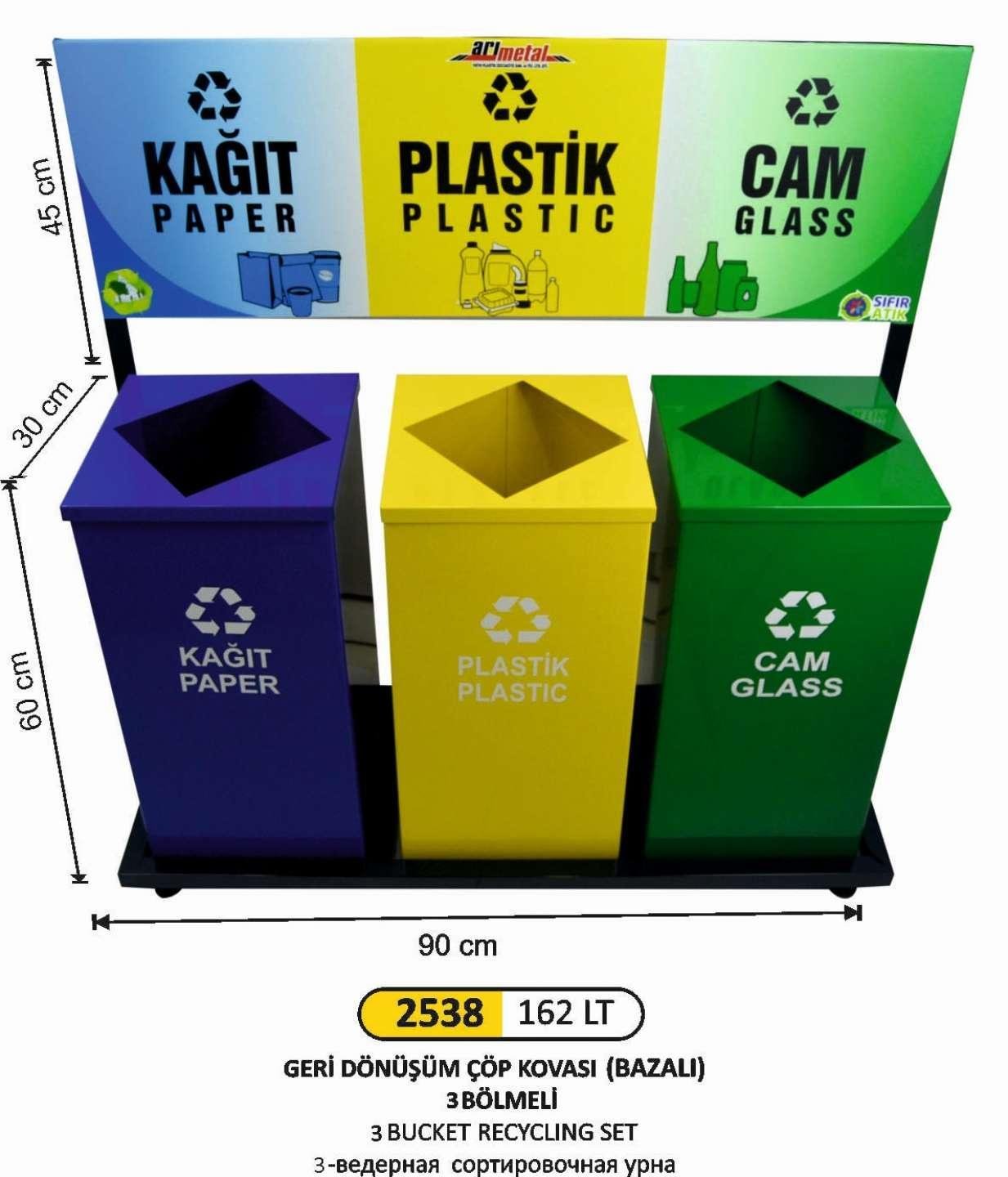 GERİ DÖNÜŞÜM SETİ 3 LÜ BOYALI 162 LT
