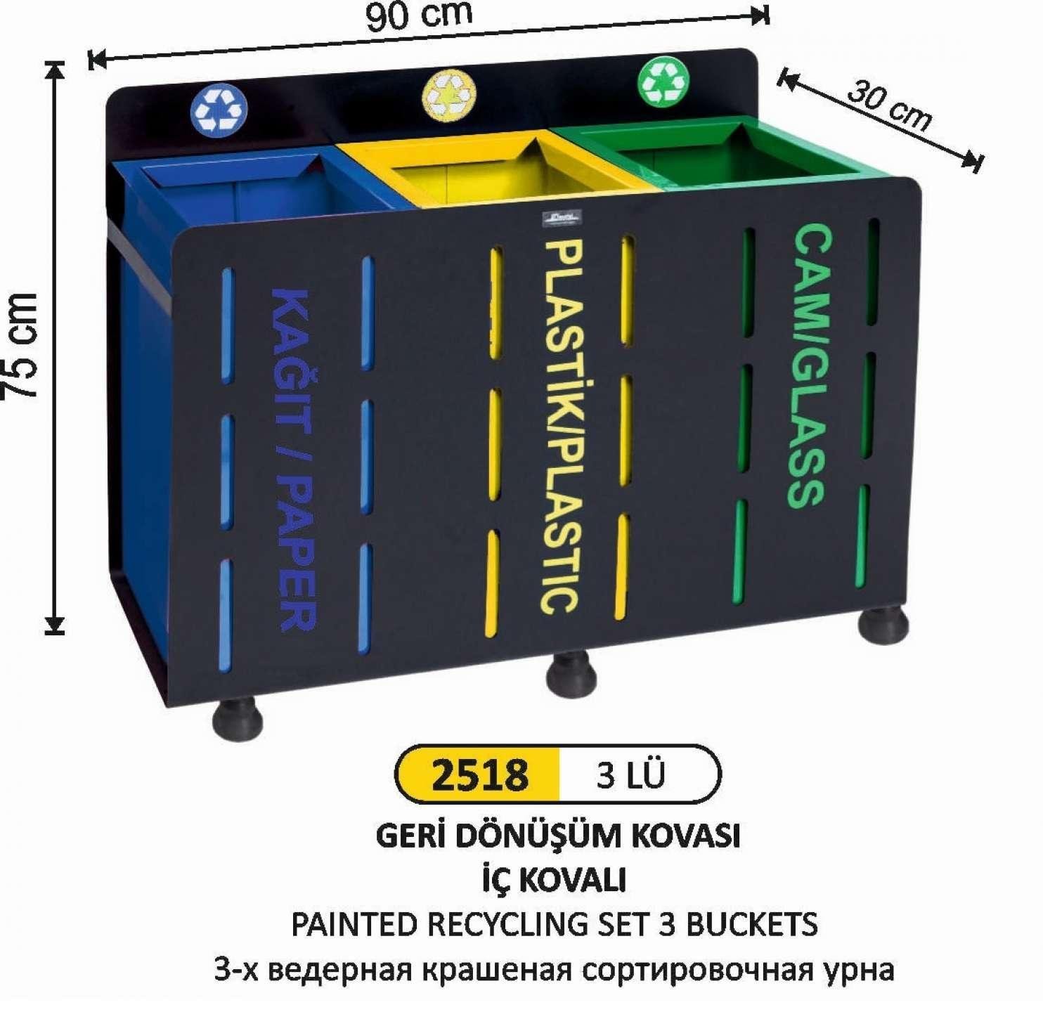 GERİDÖNÜŞÜM SETİ 3 LÜ BOYALI DEKORLU GÖVDE