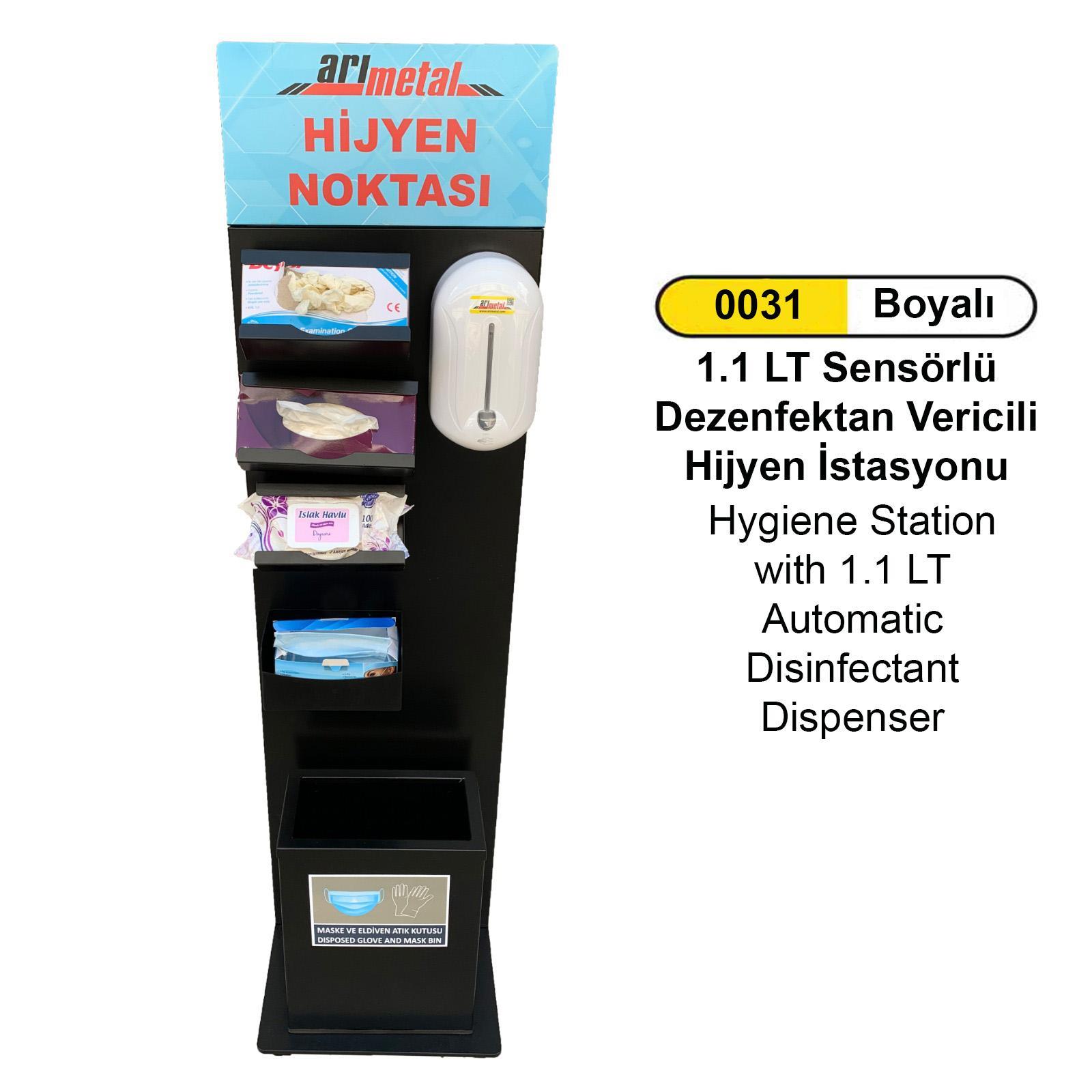 Hijyen istasyonu ve 1.1 LT Sensörlü Dezenfektan Verici 