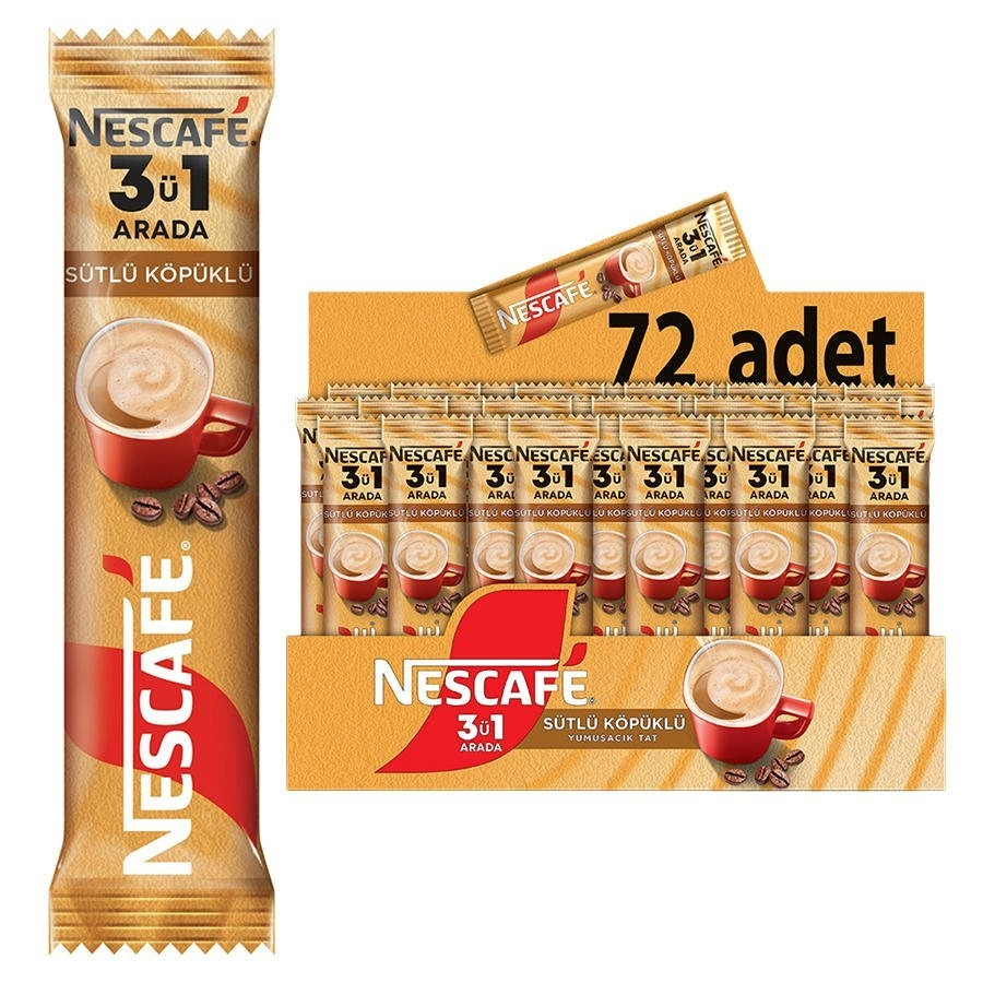 Nescafe 3'ü 1 Arada Sütlü Köpüklü 17,5 g x 72 adet