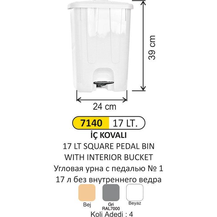 PEDALLI ÇÖP KOVASI KÖŞ.1 NO 17LTİÇ KOVALI 4245