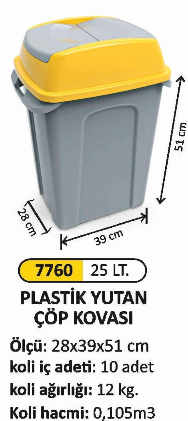 PLASTİK ÇÖP KOVASI YUTAN 25 LT