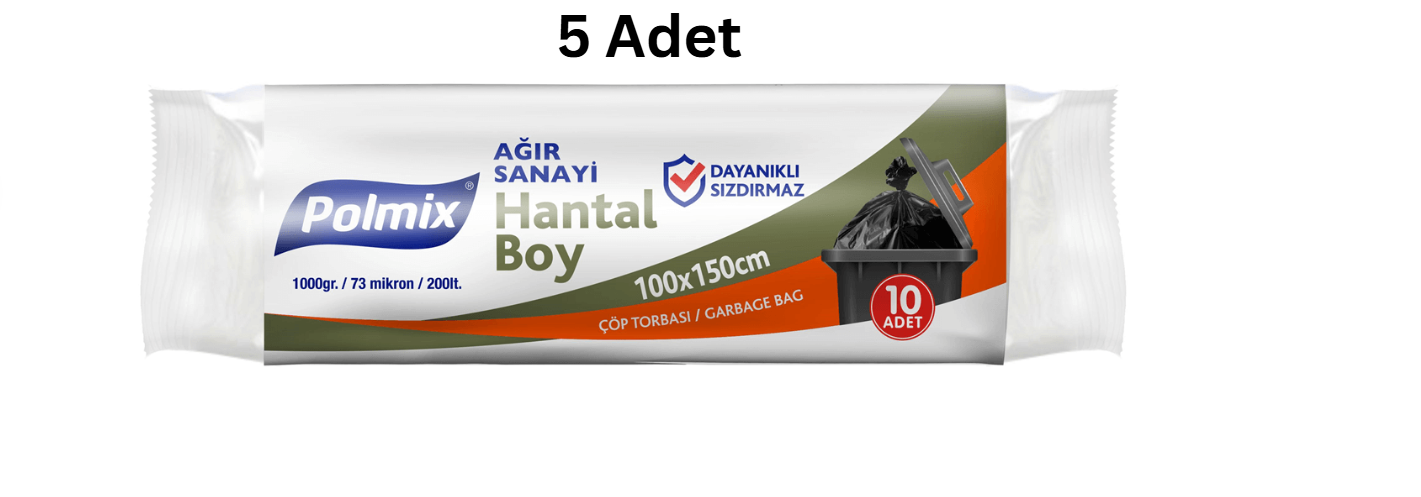 POLMİX ENDÜSTRİYEL HANTAL 100X150 BOY SİYAH ÇÖP POŞETİ 1000'GR (5 ADET)