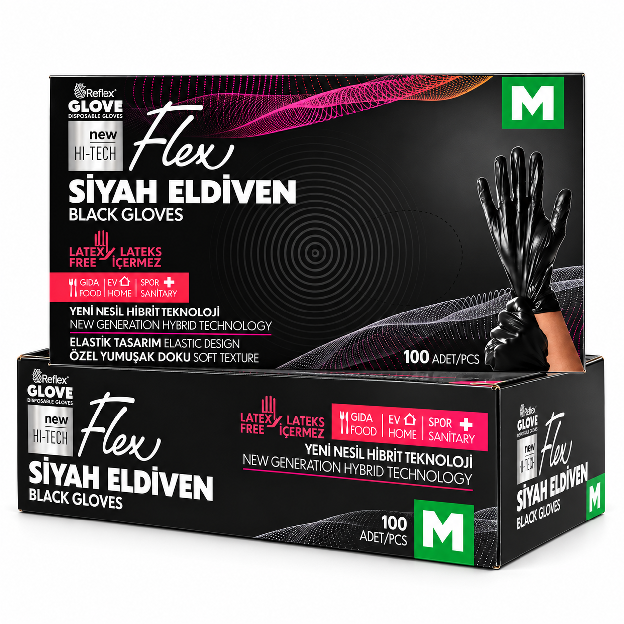 Reflex Flex Pudrasız Eldiven Siyah Medium