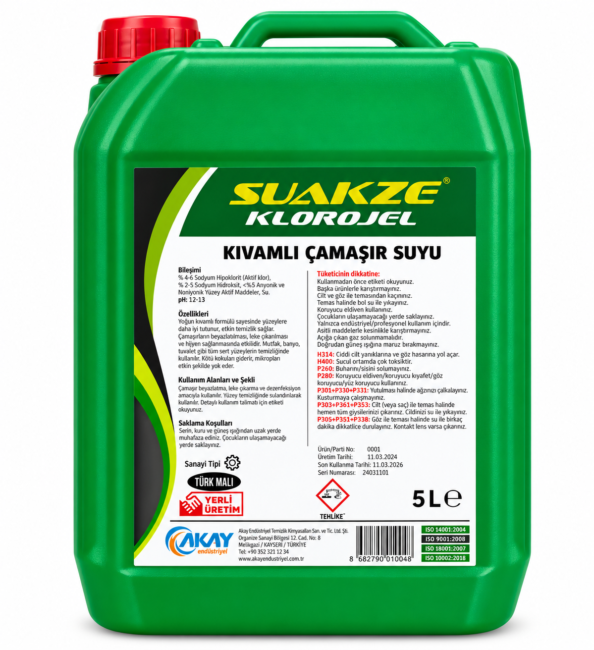 SUAKZE KIVAMLI ÇAMAŞIR SUYU 5 KG