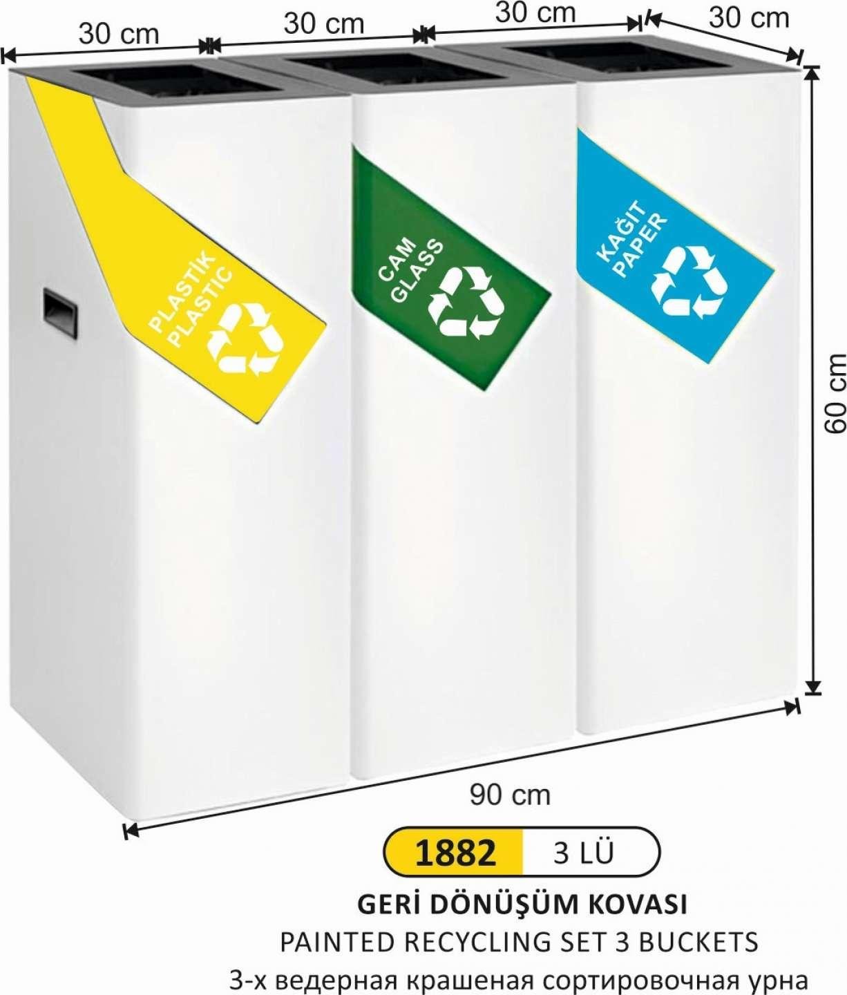 ÜÇLÜ GERİ DÖNÜŞÜM ÇÖP KOVASI