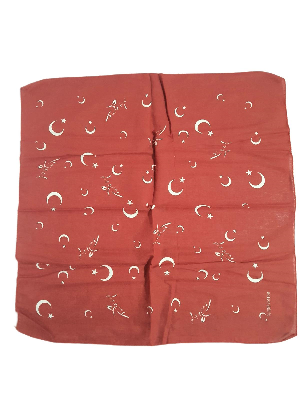 Şal & FularJTAW25BDN1666 AY YILDIZ TÜRKİYE BAYRAK KIRMIZISI 50 CM X 50 CM %100 PAMUK BANDANA FULAR JANTİ BANDANAJanti