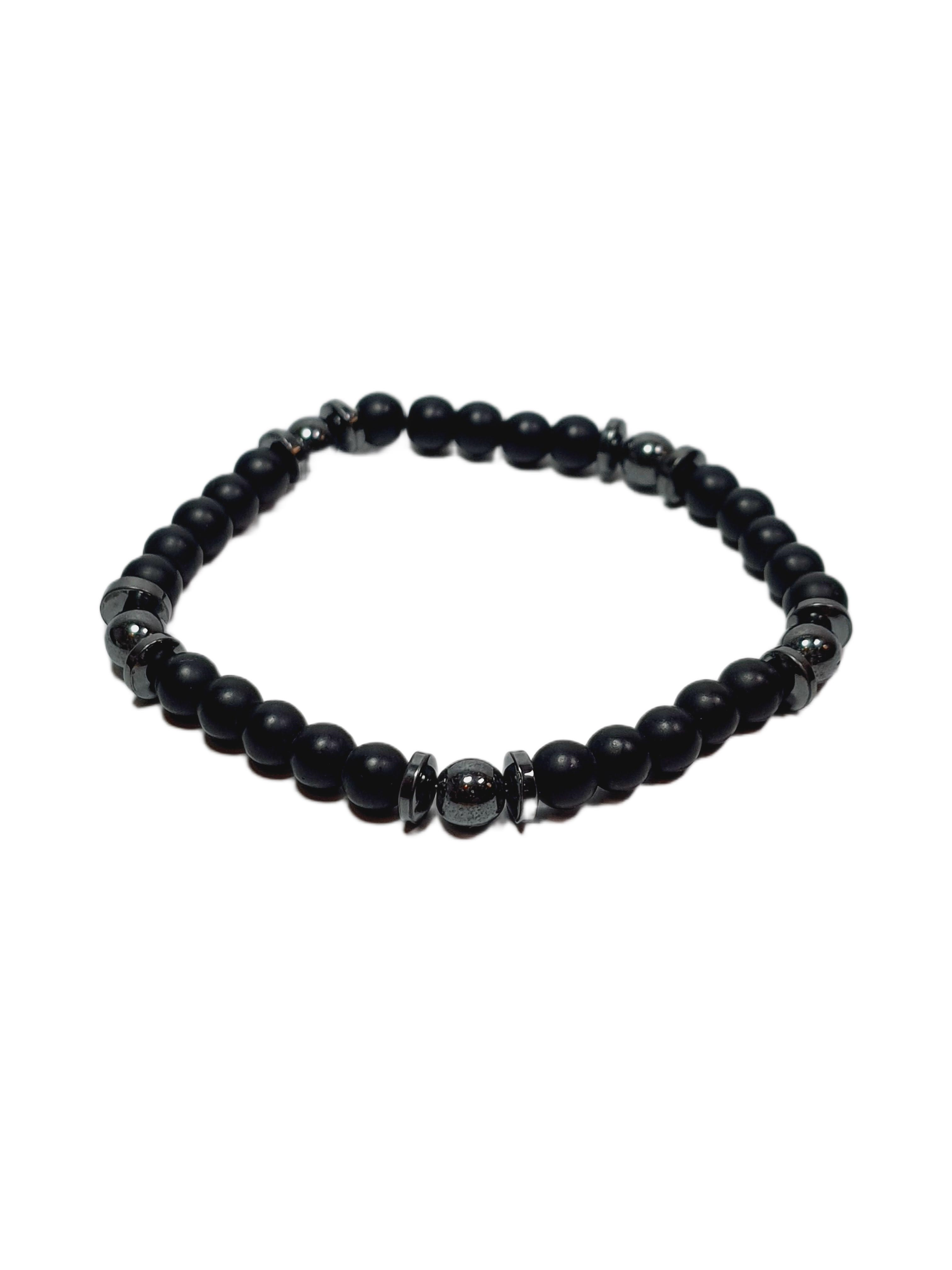 Doğaltaş BileklikJTSS26BLK1685 ONYX ve HEMATİT DOĞALTAŞ 6 MM SİYAH-GRİ ESNEK GARANTİLİ JANTİ BİLEKLİKJanti